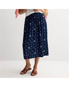 Женская юбка миди с эластичной талией, цвет navy blue floral Croft & barrow