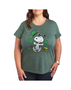 Футболка с изображением Снупи и арахисом ко Дню святого Патрика, зеленый Licensed character