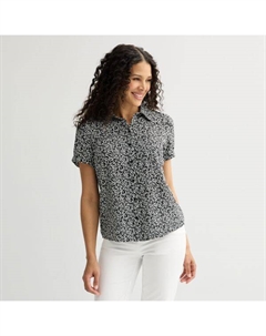 Маленькая кемпинговая рубашка, цвет white tiny blooms Croft & barrow