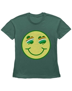 Женская футболка с рисунком смайлика в виде трилистника, цвет pine Unbranded