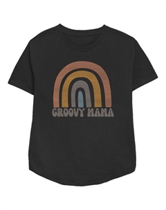 Женская футболка свободного кроя с принтом «Groovy Mama», черный Unbranded