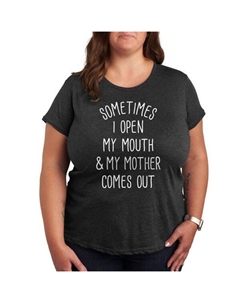 Плюс иногда я открываю рот, футболка с рисунком матери, серый Unbranded