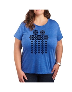 Футболка с принтом скандинавских цветов Plus, синий Unbranded