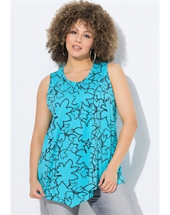 Топ FLOWER OUTLINE POINTED HEM TANK, синий Ulla popken