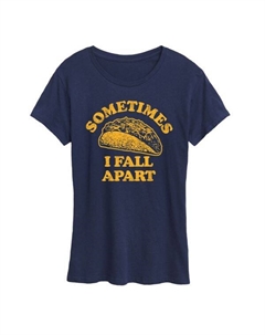 Женская футболка с принтом "Иногда я разваливаюсь" и тако, синий Unbranded