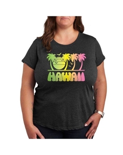 Плюс винтажная футболка с принтом гавайской смеси, серый Unbranded