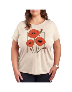 Футболка с принтом маков в рамке Plus, бежевый Unbranded