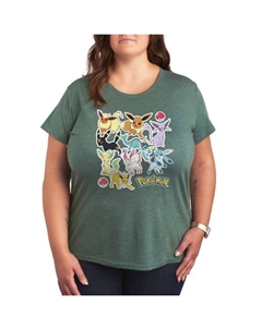 Женская футболка с наклейками Pokemon Eevelution, зеленый Licensed character