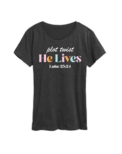 Женская футболка с графическим поворотом сюжета «Он жив», серый Unbranded
