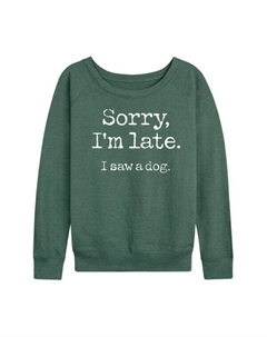 Женская футболка с длинным рукавом "I saw a dog" из французского терри, зеленый Licensed character