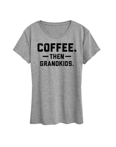 Женская футболка с принтом "Сначала кофе, потом внуки", серый Unbranded