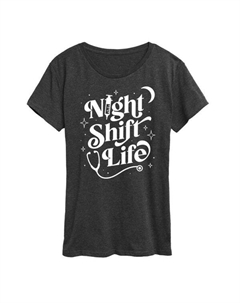 Женская футболка с принтом "Ночная смена", серый Unbranded