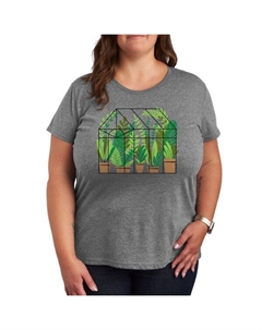 Плюс теплица с растениями, графическая футболка, серый Unbranded