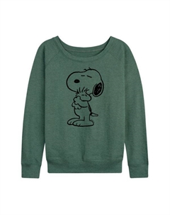 Женская футболка с длинным рукавом из французского трикотажа «Peanuts Snoopy Loves Woodstock», зеленый Licensed character