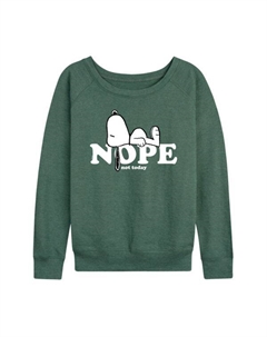 Женская футболка с длинным рукавом из французского трикотажа с рисунком «Peanuts Snoopy Nope», зеленый Licensed character