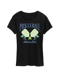 Женская футболка с графическим принтом спортивного клуба «Пиклбол», черный Unbranded