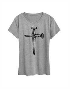 Женская футболка с графическим рисунком креста из гвоздей, серый Unbranded