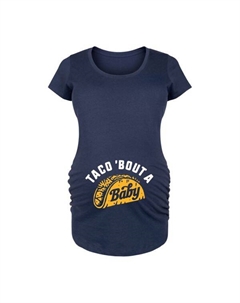 Футболка с графическим принтом для беременных "Тако о ребенке", синий Unbranded