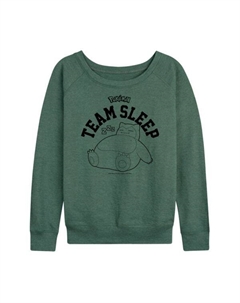 Женская футболка с длинным рукавом Pokemon Snorlax Team Sleep из мягкого френч-терри, зеленый Licensed character