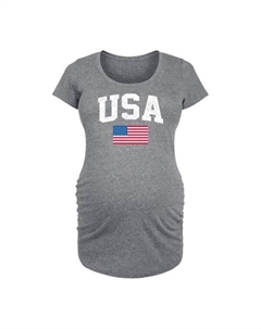 Футболка с графическим флагом США для беременных, серый Unbranded