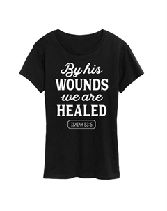 Женская футболка "By His Wounds Isaiah" с принтом, черный Unbranded