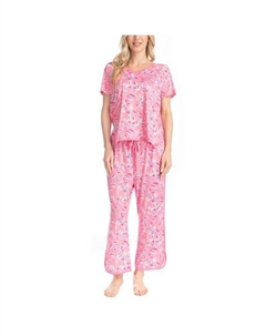 Женский комплект пижамы «Веселье на солнце»: топ и пижамные штаны, цвет pink foral Muk luks