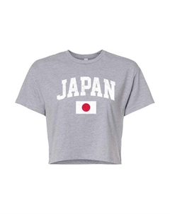 Укороченная футболка с принтом японского флага для юниоров, серый Unbranded