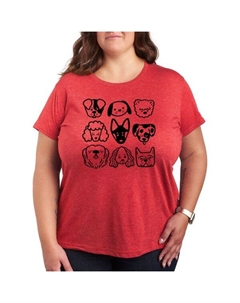 Футболка с принтом в сетку и мордочками собак, красный Unbranded