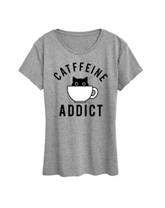 Футболка женская с принтом "Кофеманка" Catffeine Addict, серый Unbranded