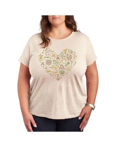 Плюс футболка с изображением сердца для садоводческих принадлежностей, бежевый Unbranded