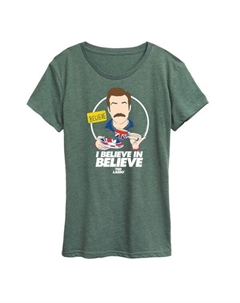 Женская футболка с надписью «I believe» от Ted Lasso, зеленый Licensed character