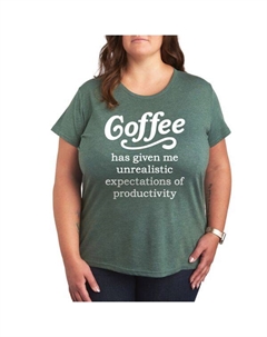 Плюс кофе, нереалистичные ожидания, графическая футболка, зеленый Licensed character