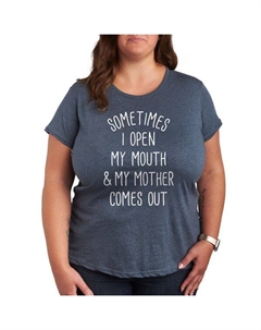 Плюс иногда я открываю рот, футболка с рисунком матери, синий Unbranded