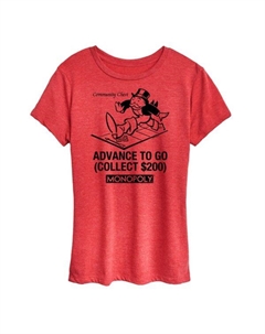 Женская футболка с принтом Monopoly "Advance to go", красный Hasbro
