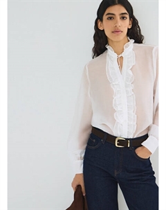 Блузка с рюшами, Белый Ostin