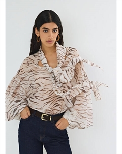 Блузка из лиоцелла с бантом-завязкой, Белый Ostin