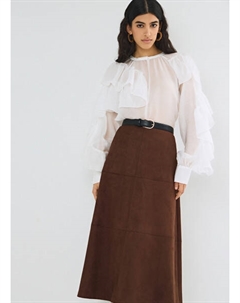 Юбка А-силуэта из замши, Оранжевый Ostin