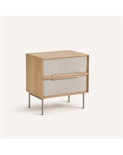 Прикроватная тумба с 2 ящиками отделанная шпоном дуба и текстурированной тканью Omid бежевый Am.pm.