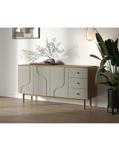 Комод с тремя дверками и ящиками серый So'home