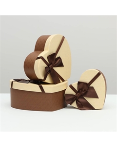 Набор подарочных коробок 3 в 1 сердца, коричневый, 21×19×9 - 15.5×14×6 см Upak land