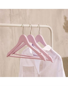 Плечики - вешалки brillant, 44.5×23×1.2 см, 3 шт., деревянные, широкие плечики, розовые Ladо?m