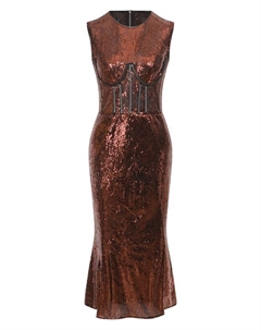 Платье с отделкой пайетками Dolce&gabbana