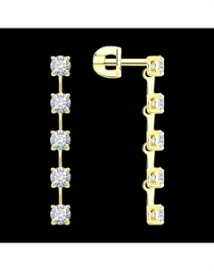 Серьги из желтого золота с бриллиантами выращенными Sokolov