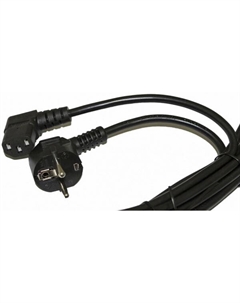 Кабель питания PWC-IEC13A-SHM-1.0-BK компьютера (Schuko+C13 (угловая)) (3x0.75), 10A, угловая вилка, 1м, черный Hyperline