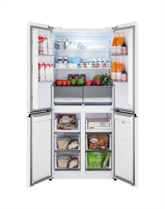 Холодильник трехкамерный WEISSGAUFF WCD 450 W NoFrost Inverter Side by Side, инверторный белый Weissgauff