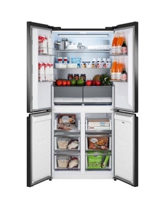 Холодильник трехкамерный WEISSGAUFF WCD 450 Rock Glass NoFrost Inverter Side by Side, инверторный графит темный Weissgauff