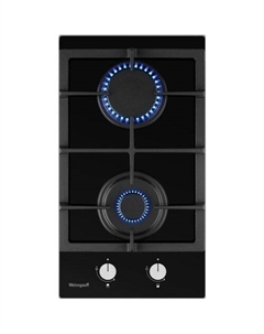 Газовая варочная панель WEISSGAUFF HGG 320 BGL, 2 конфорки, закаленное стекло, черный Weissgauff