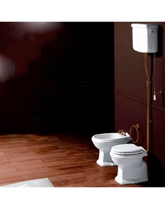 Унитаз напольный Arcade AR811bi с высоким бачком, с ручкой бронза, белый Simas