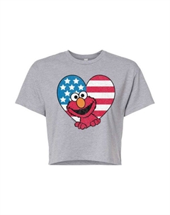 Детская укороченная футболка с сердечком и Элмо из «Улицы Сезам», серый Licensed character