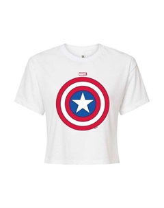 Футболка кроп с щитом Капитана Америка для подростков, белый Marvel